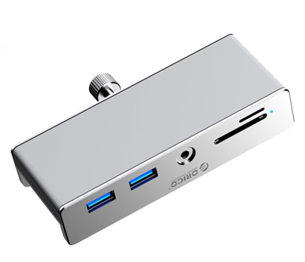 Orico USB-C - 2x USB-A 3.0, SD&TF, 3,5mm Audio - srebrny (na zacis - 1343433 - zdjęcie